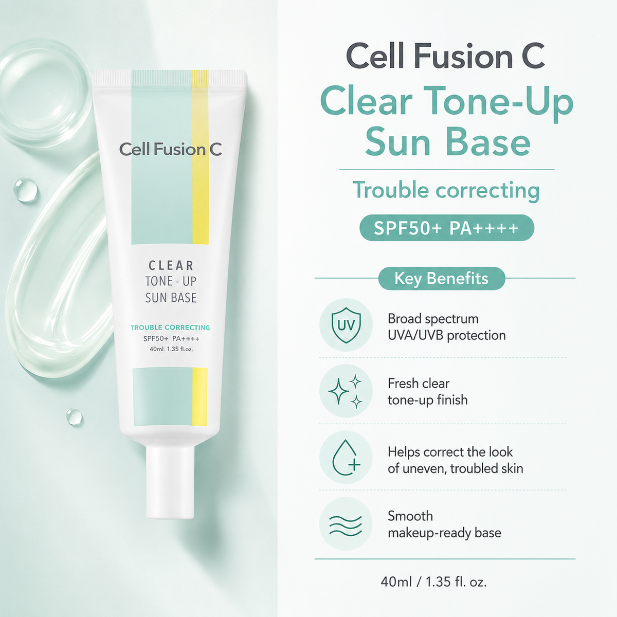 CellFusionC Clear Tone-Up Sun Base SPF 50+/ PA++++ 40ml — product detail image 3