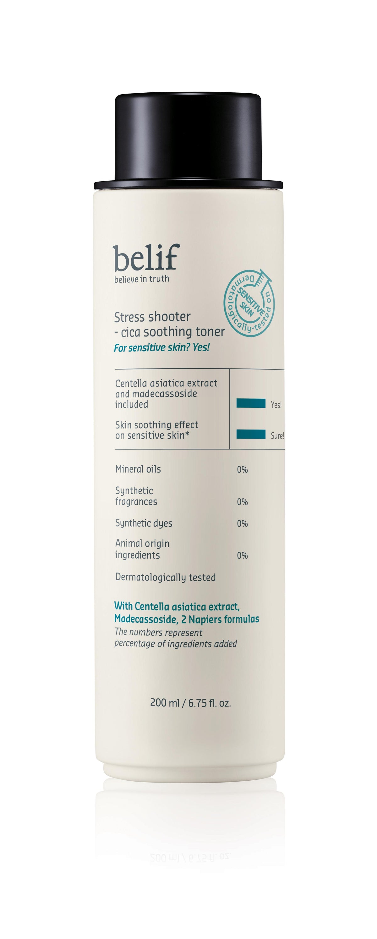 belif Stress Shooter Cica Soothing Toner 200ml bottle, front view