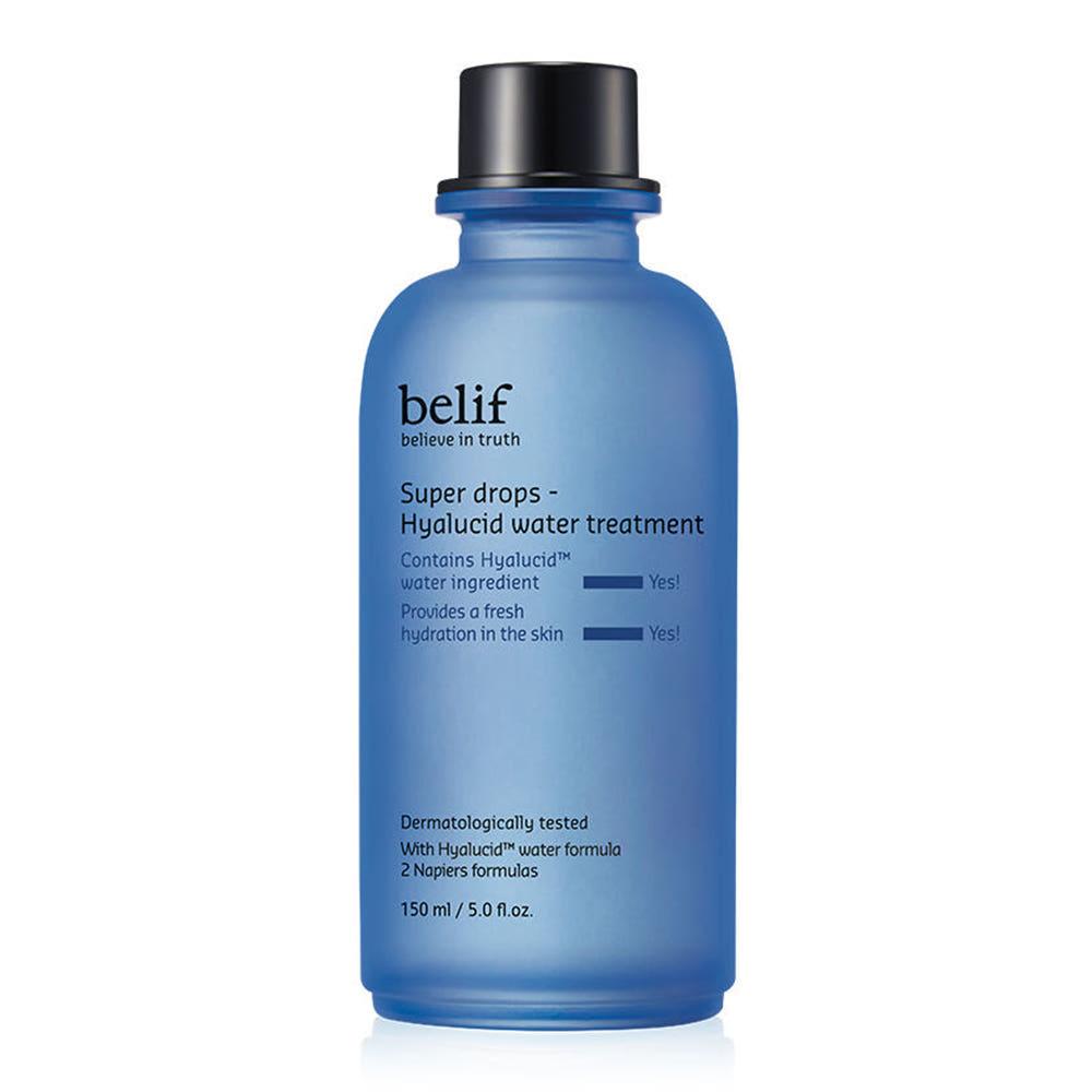 belif Super Drops Hyalucid Water Treatment 150ml blue bottle, front view