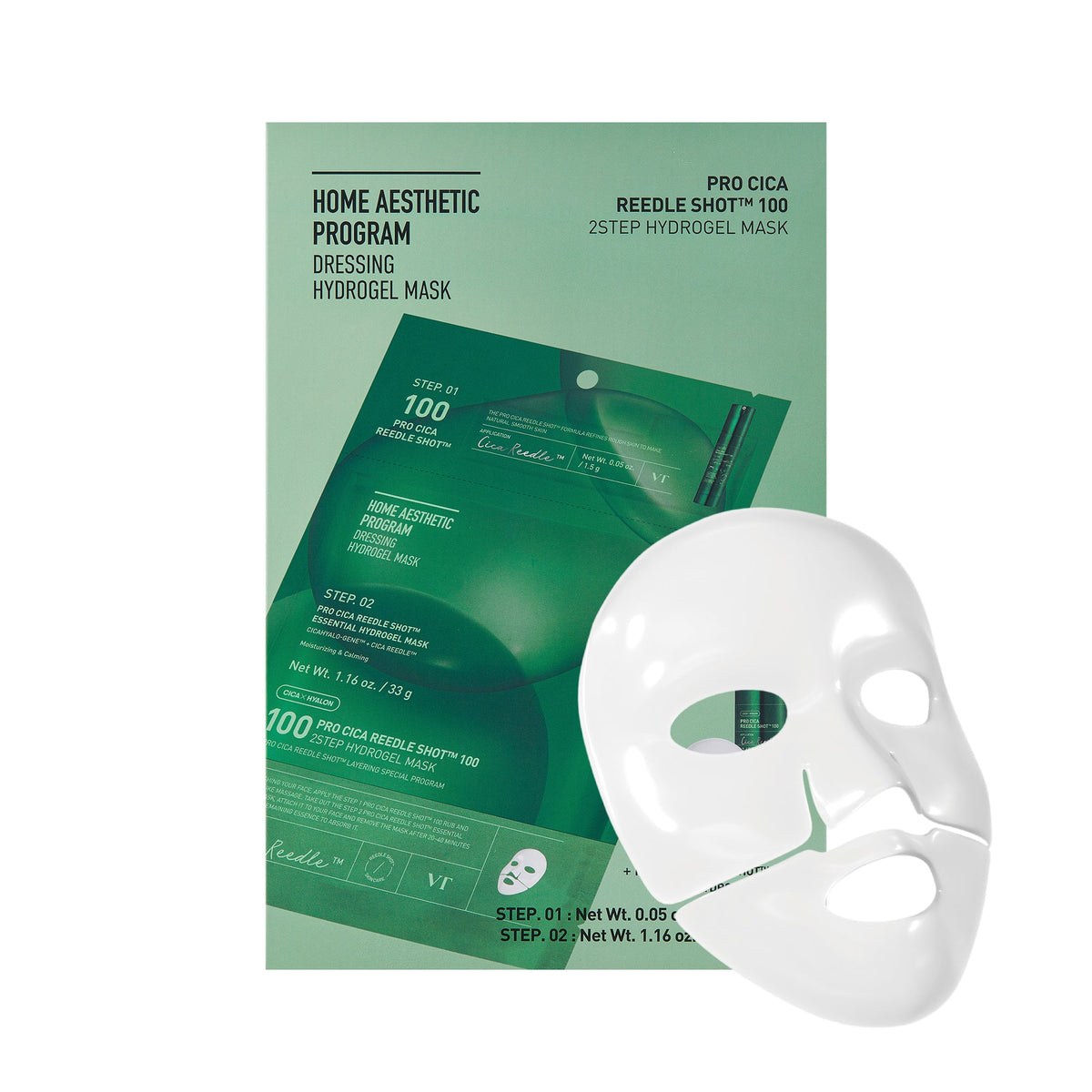 VT Cosmetics PRO CICA Reedle Shot 100 2STEP Hydrogel Mask - official product image 3