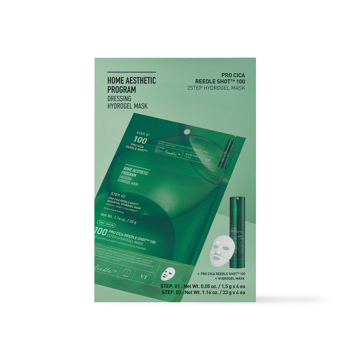 VT Cosmetics PRO CICA Reedle Shot 100 2STEP Hydrogel Mask - official product image 2