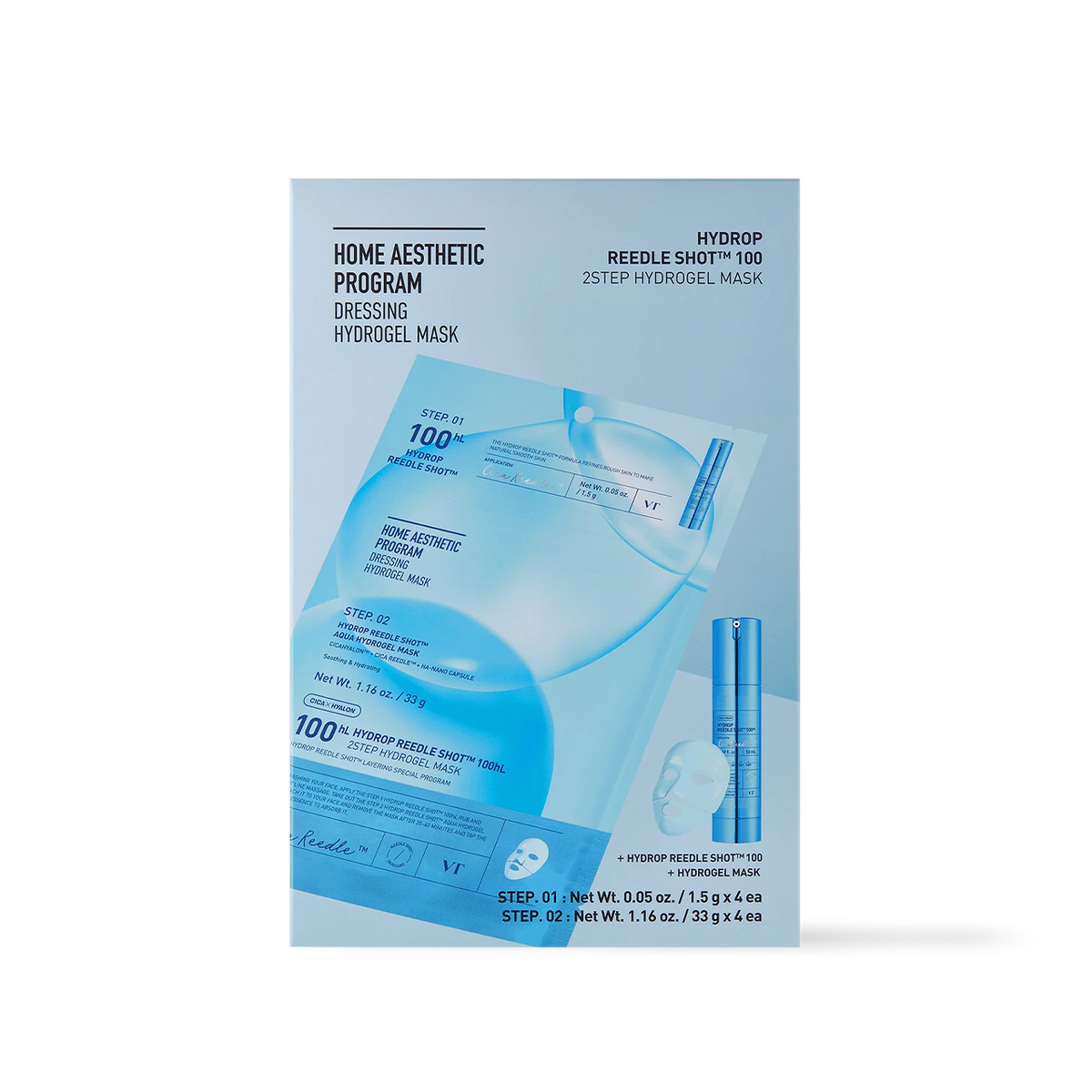 VT Cosmetics HYDROP Reedle Shot 100hl 2STEP Hydrogel Mask 4ea - main product image