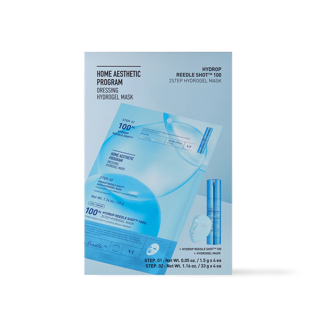 VT Cosmetics HYDROP Reedle Shot 100hl 2STEP Hydrogel Mask - official product image 2