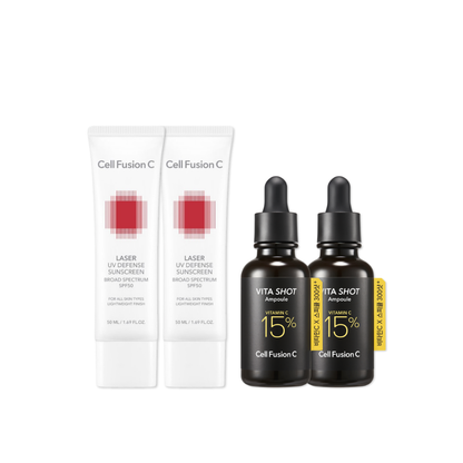 Bundle CellFusionC Sunscreen &amp; Ampoule Double Set (2+2)