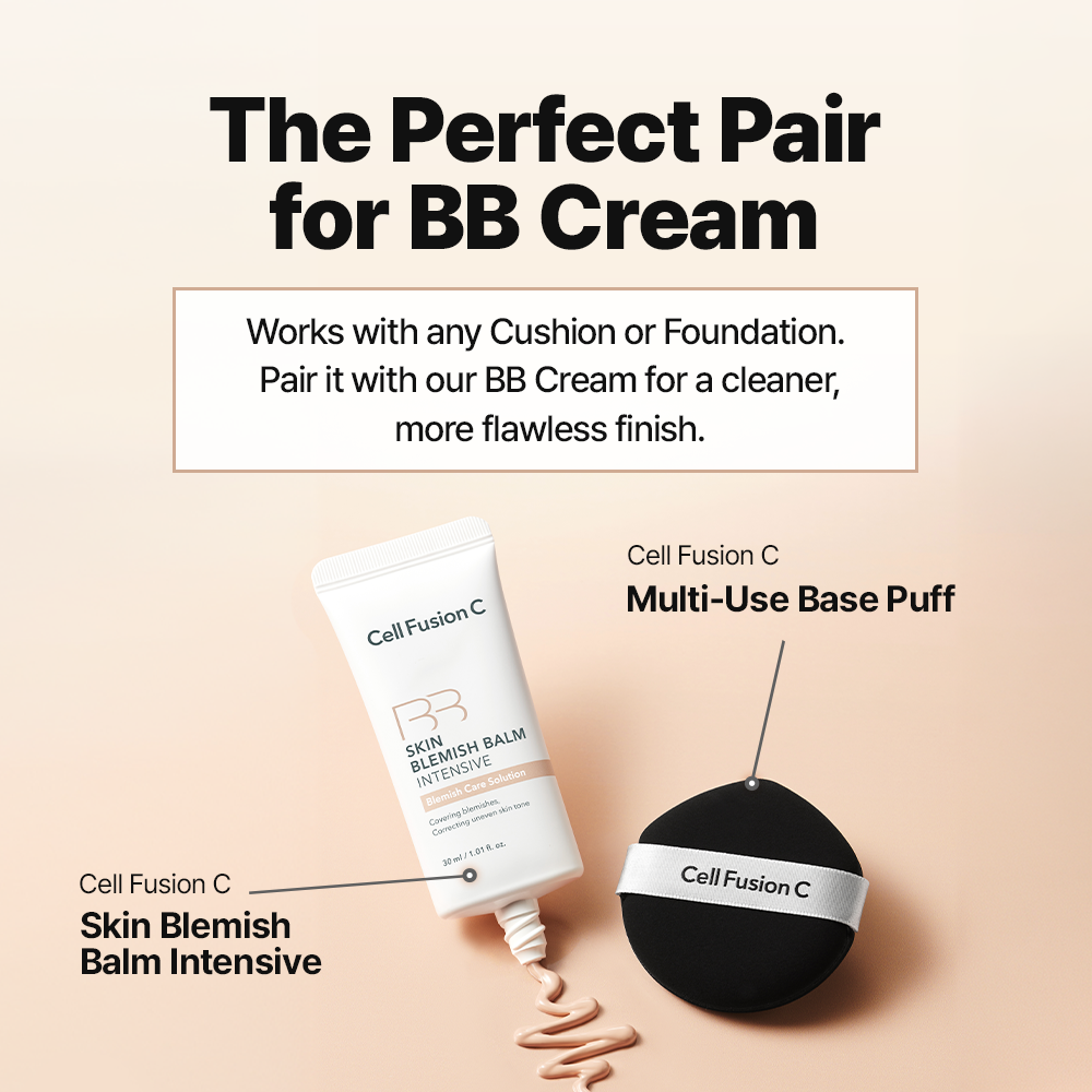 CellFusionC base puff shown with its BB cream
