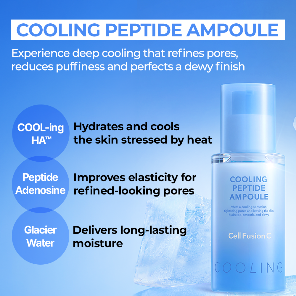 Official CellFusionC Post Alpha Cooling Peptide Ampoule with cooling and ingredient callouts