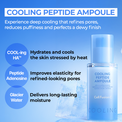 Official CellFusionC Post Alpha Cooling Peptide Ampoule with cooling and ingredient callouts