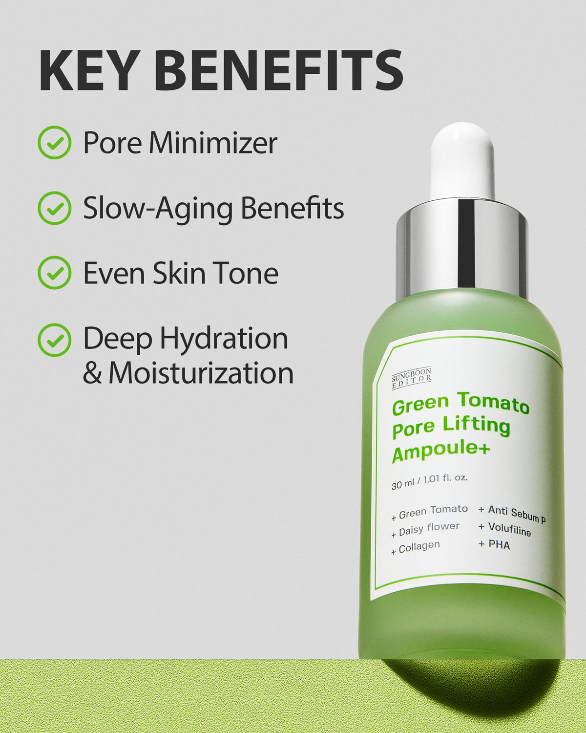 SUNGBOON EDITOR Green Tomato Pore Lifting Ampoule Mask 23g*10pcs — official product image 7