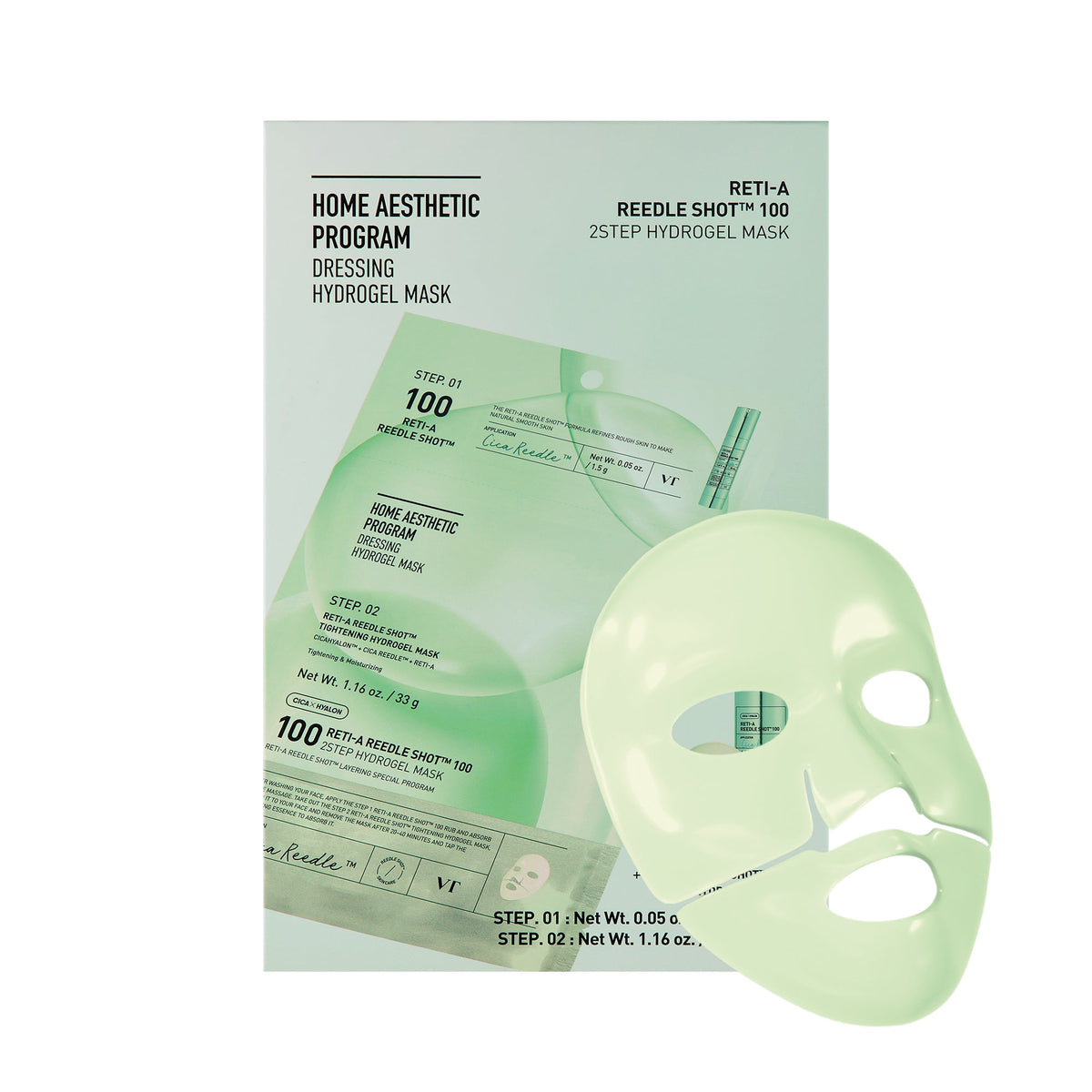 VT Cosmetics RETI-A Reedle Shot 100 2STEP Hydrogel Mask 4ea - official product image 2